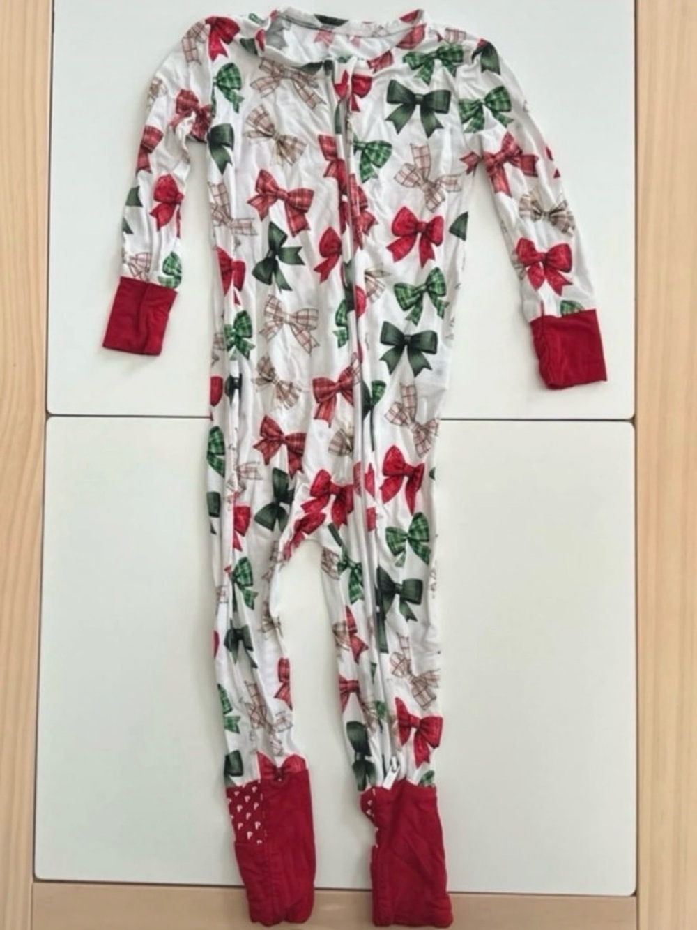 Posh Peanut Christmas Bows Convertible One Piece Zippy Romper 12-18m